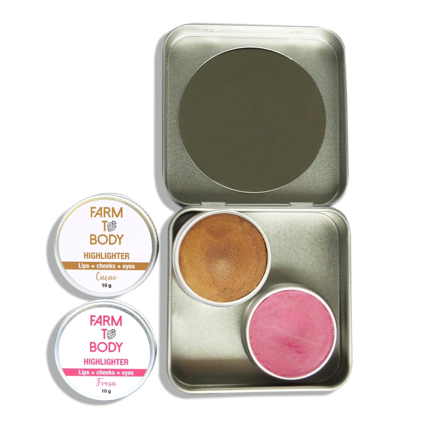 Estuche con dúo de iluminadores naturales para un maquillaje luminoso y saludable