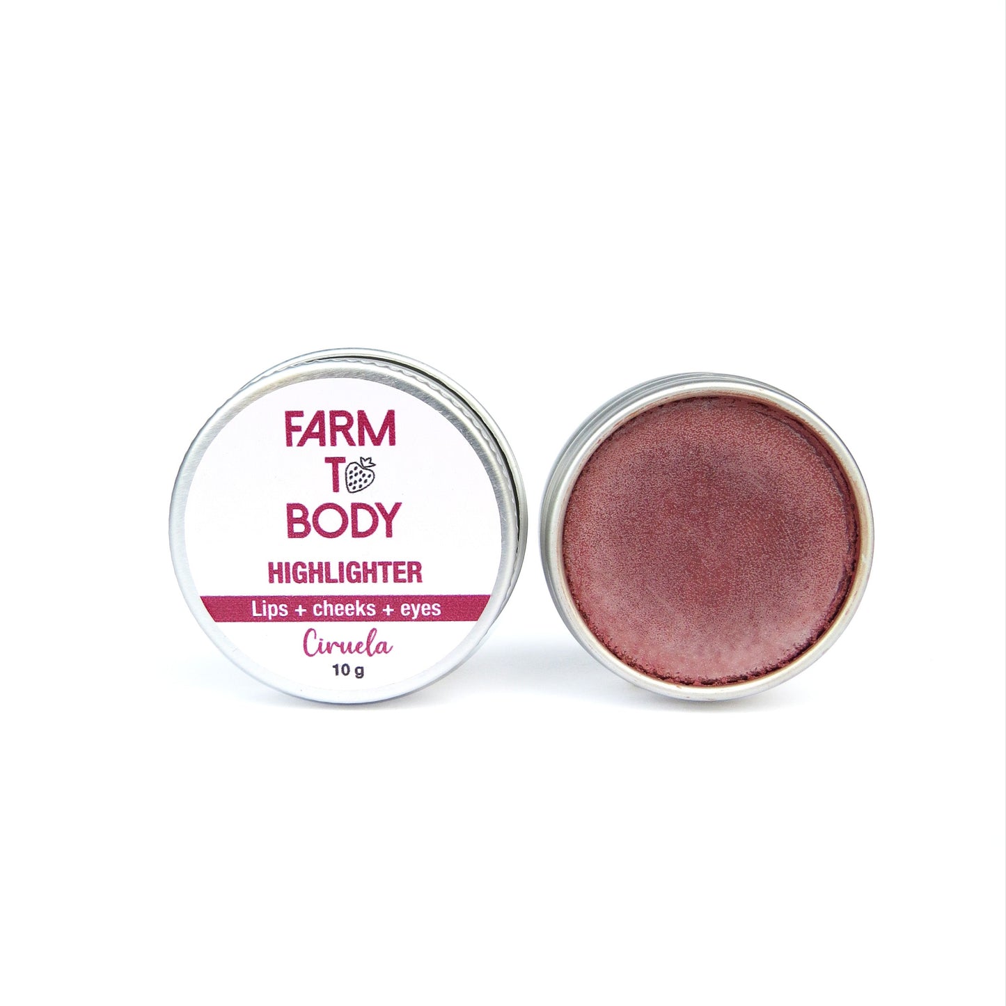 Highlighter natural y orgánico, enriquecido con ingredientes sostenibles, para dar brillo saludable en rostro y cuerpo.