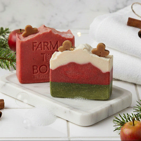 Set Jabones Naturales Navideños — Manzana & Canela + Té Verde & Pino