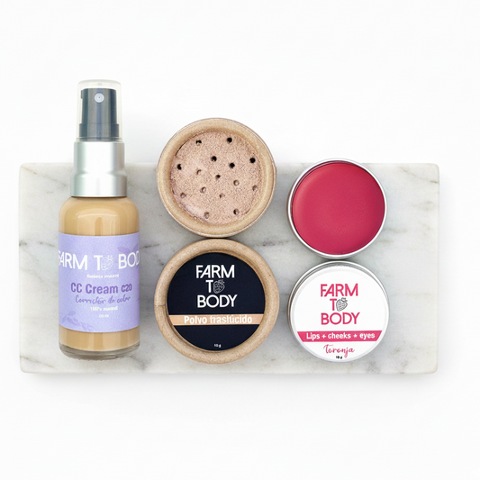 SET DE MAKEUP CC CREAM + POLVO TRASLÚCIDO + BÁLSAMO MULTIUSOS