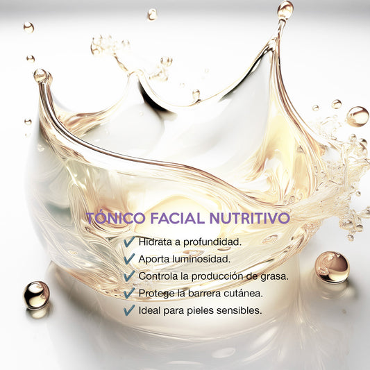 Tónico facial nutritivo, revitaliza y equilibra la piel, ingredientes orgánicos