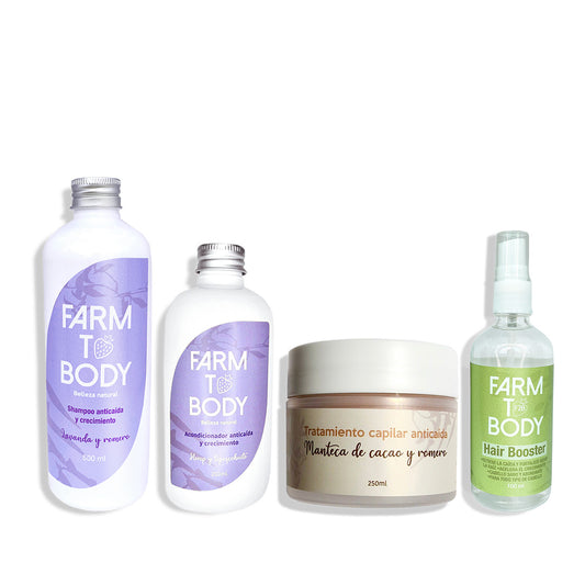 Set capilar anticaída y crecimiento Farm To Body con shampoo, acondicionador, tratamiento y Hair Booster
