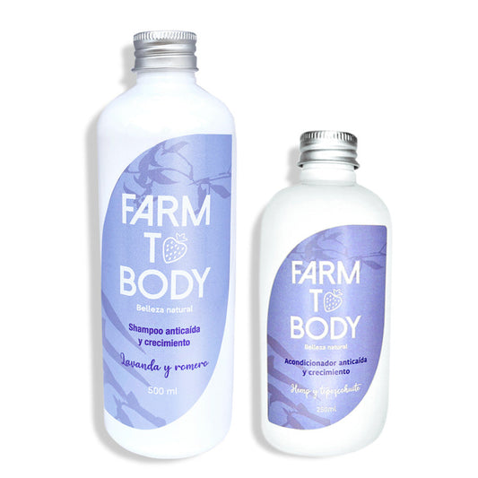 Set dúo de shampoo y acondicionador Farm to Body con ingredientes naturales para el cuidado del cabello