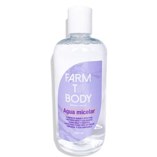 Agua micelar natural, limpia, desmaquilla y purifica rostro sin irritar
