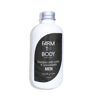 Shampoo natural anti-caída y estimulador de crecimiento, diseñado para fortalecer el cabello del hombre.