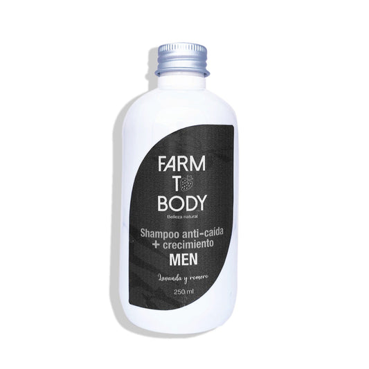 Shampoo natural anti-caída y estimulador de crecimiento, diseñado para fortalecer el cabello del hombre.