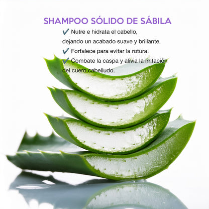 Shampoo sólido de sábila, hidratante y calmante, perfecto para cabello sensible y cuero cabelludo delicado